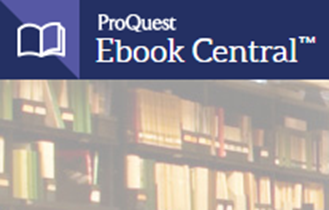 ProQuest Ebook Central logo with photos of shelved books