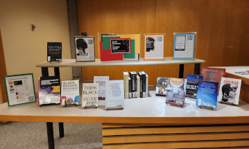 Several books on display at the engineering and science library 