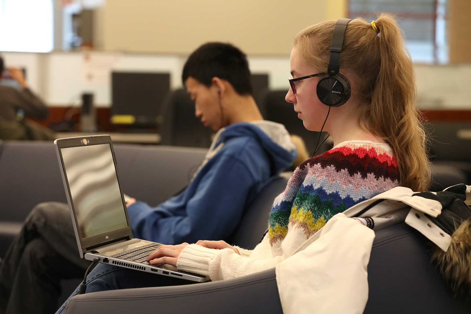 Students studying the the library