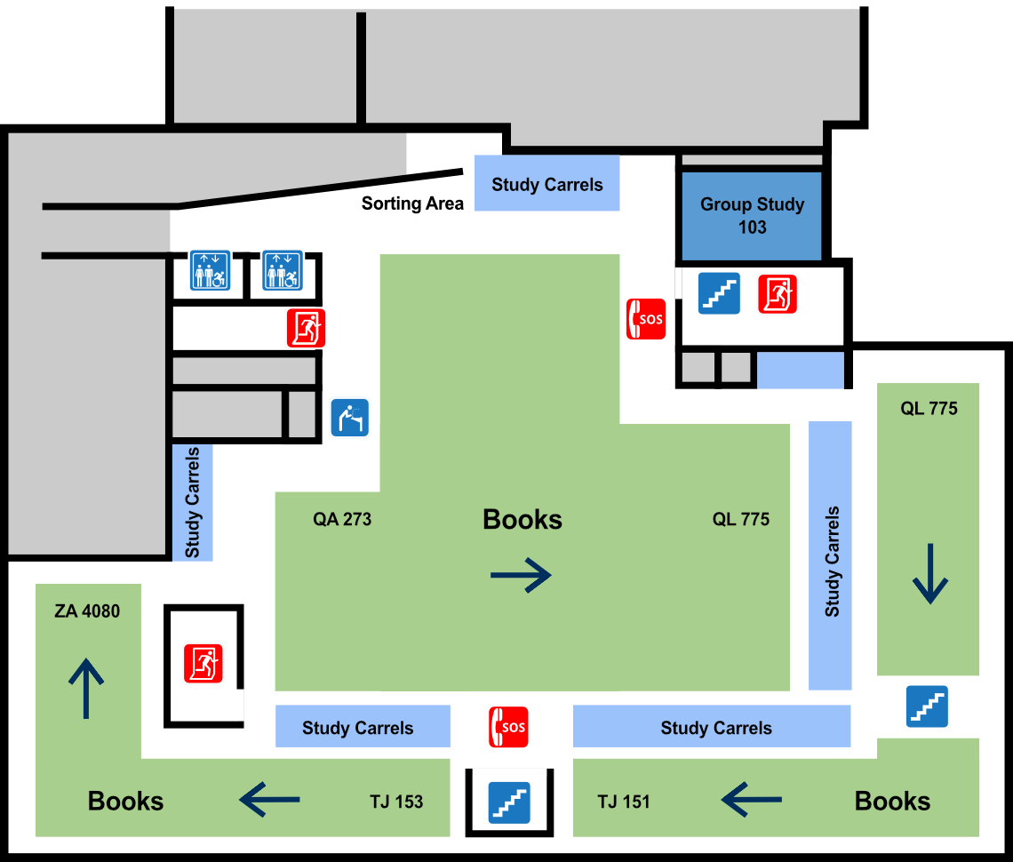 Douglas library level 1 (4s) floor plan