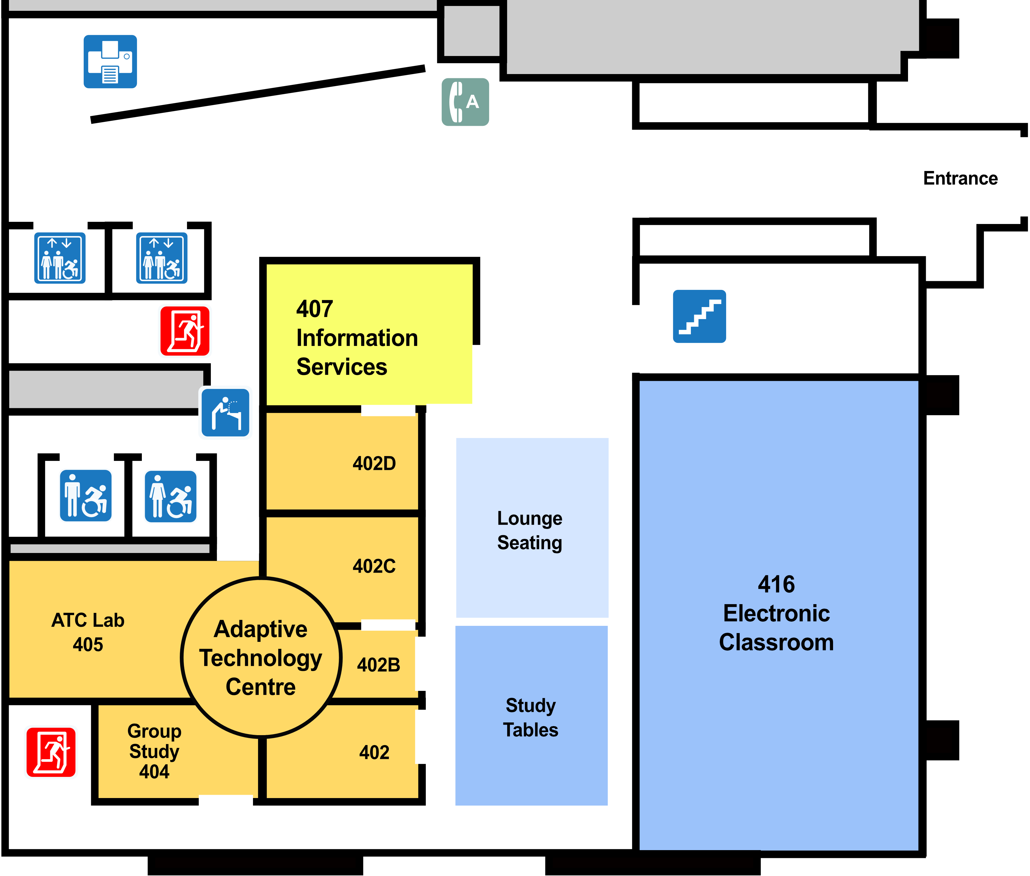 Douglas library level 4 (ground floor) floor plan