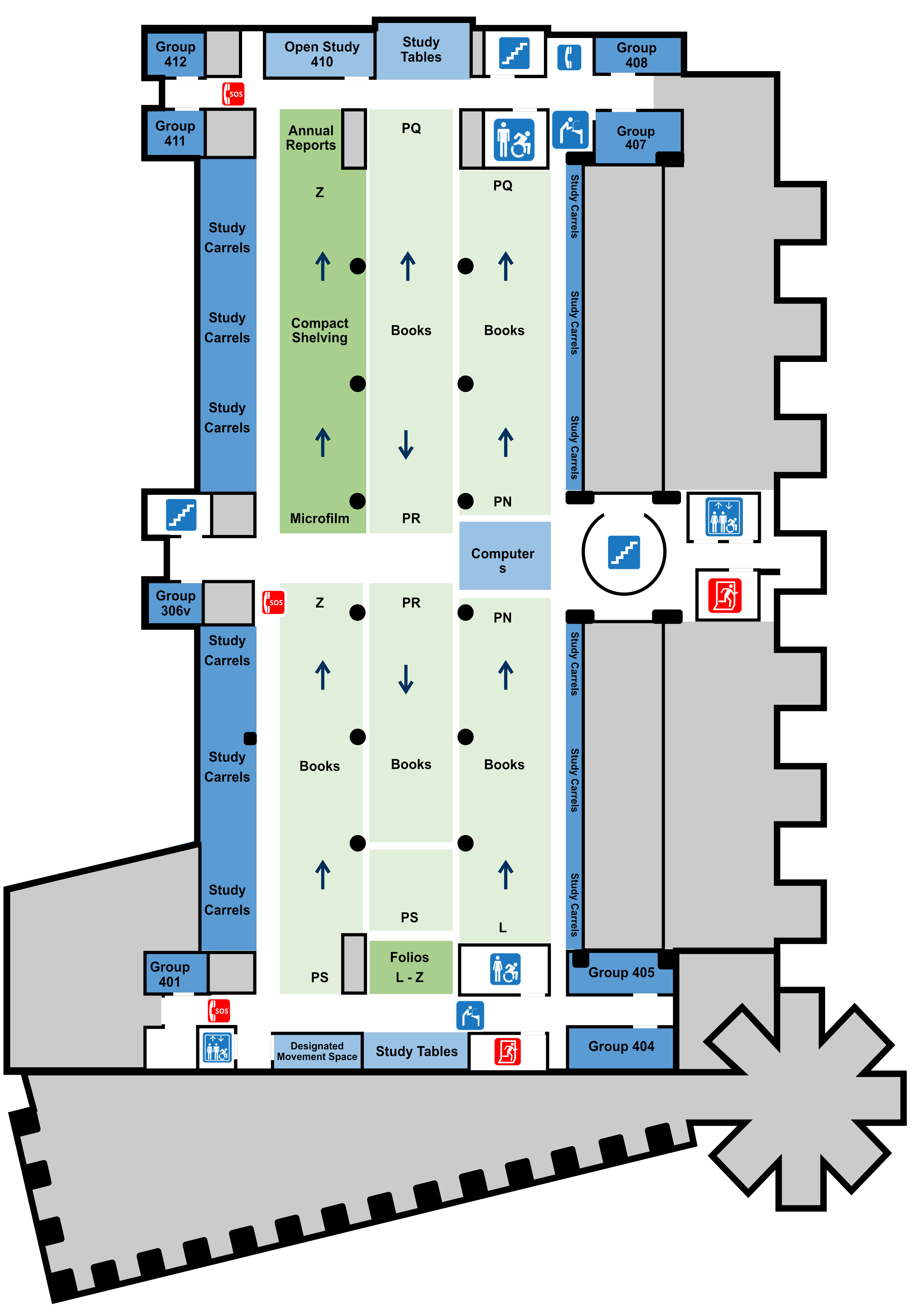 Stauffer library fourth floor plan