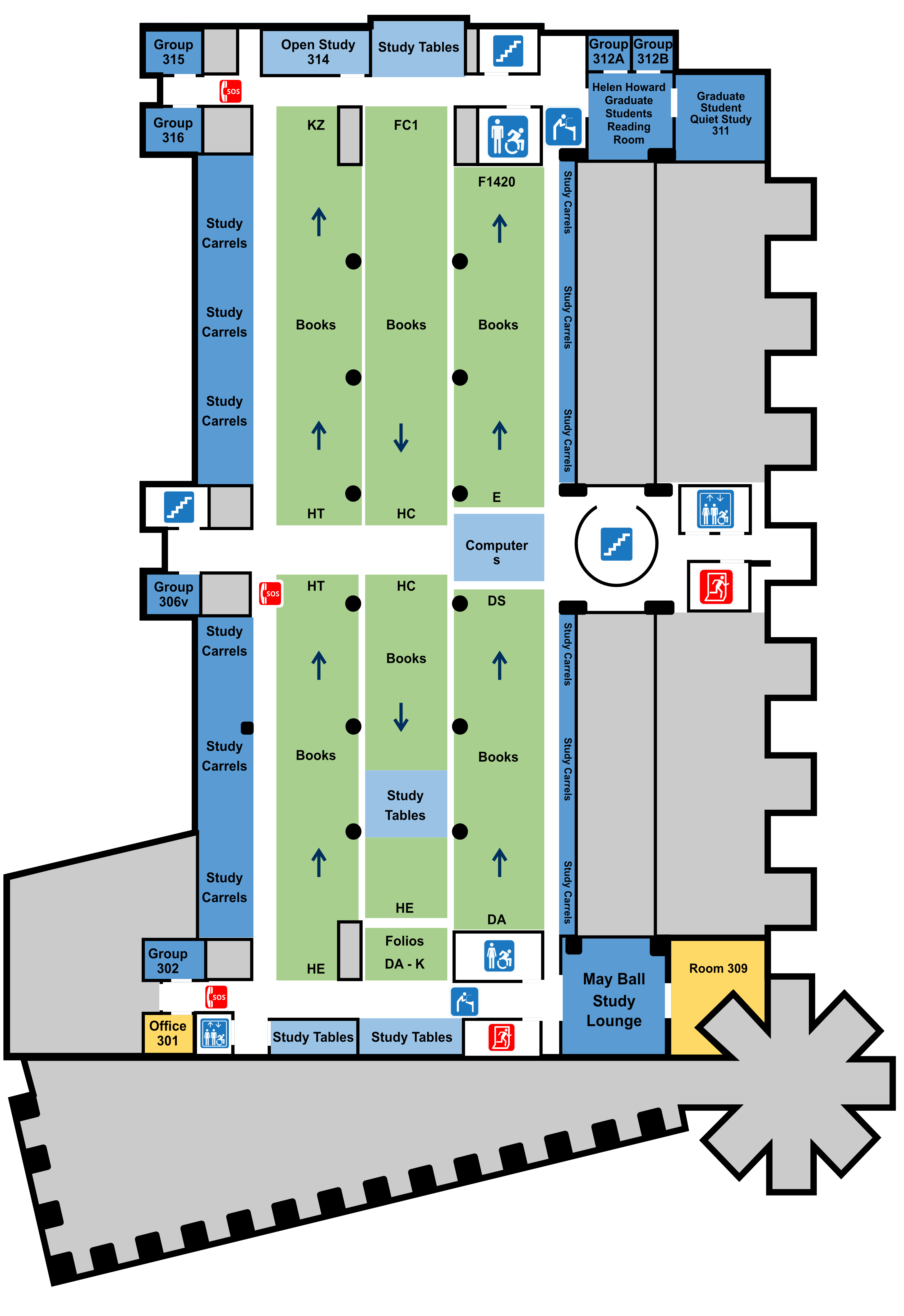 Stauffer library third floor plan