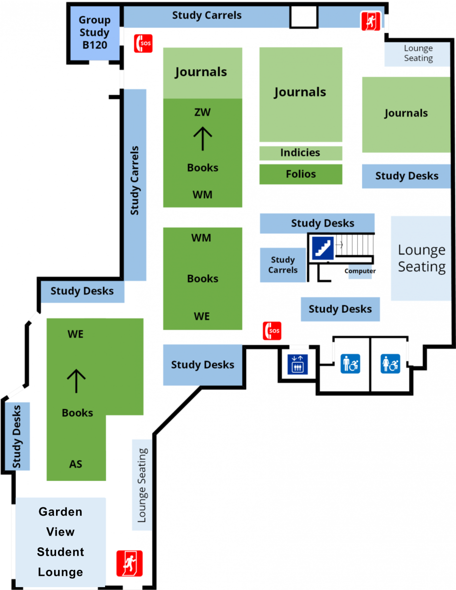 Bracken library lower level floor plan