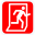 emergency exit icon on a red background