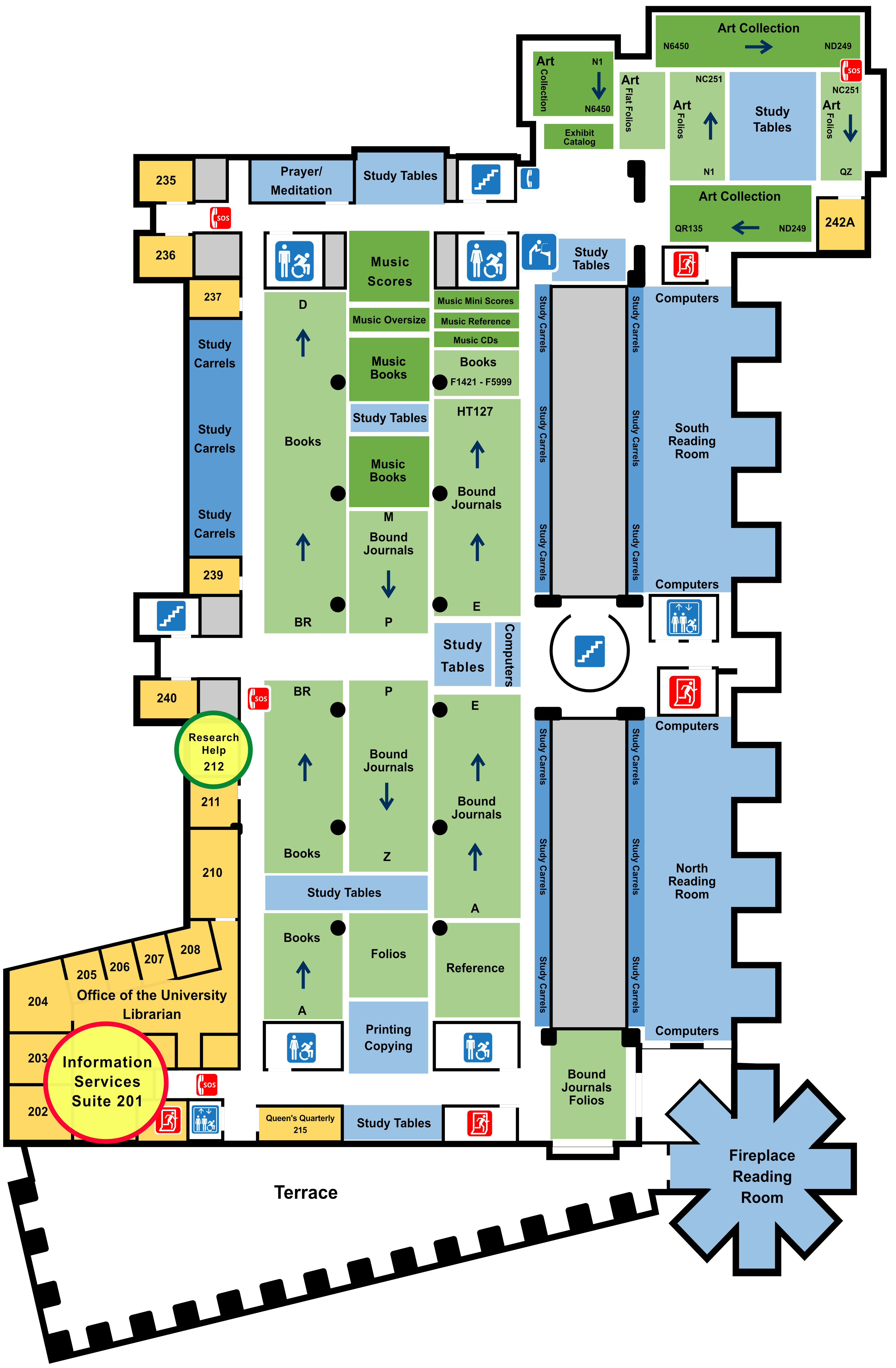 Stauffer library second floor plan