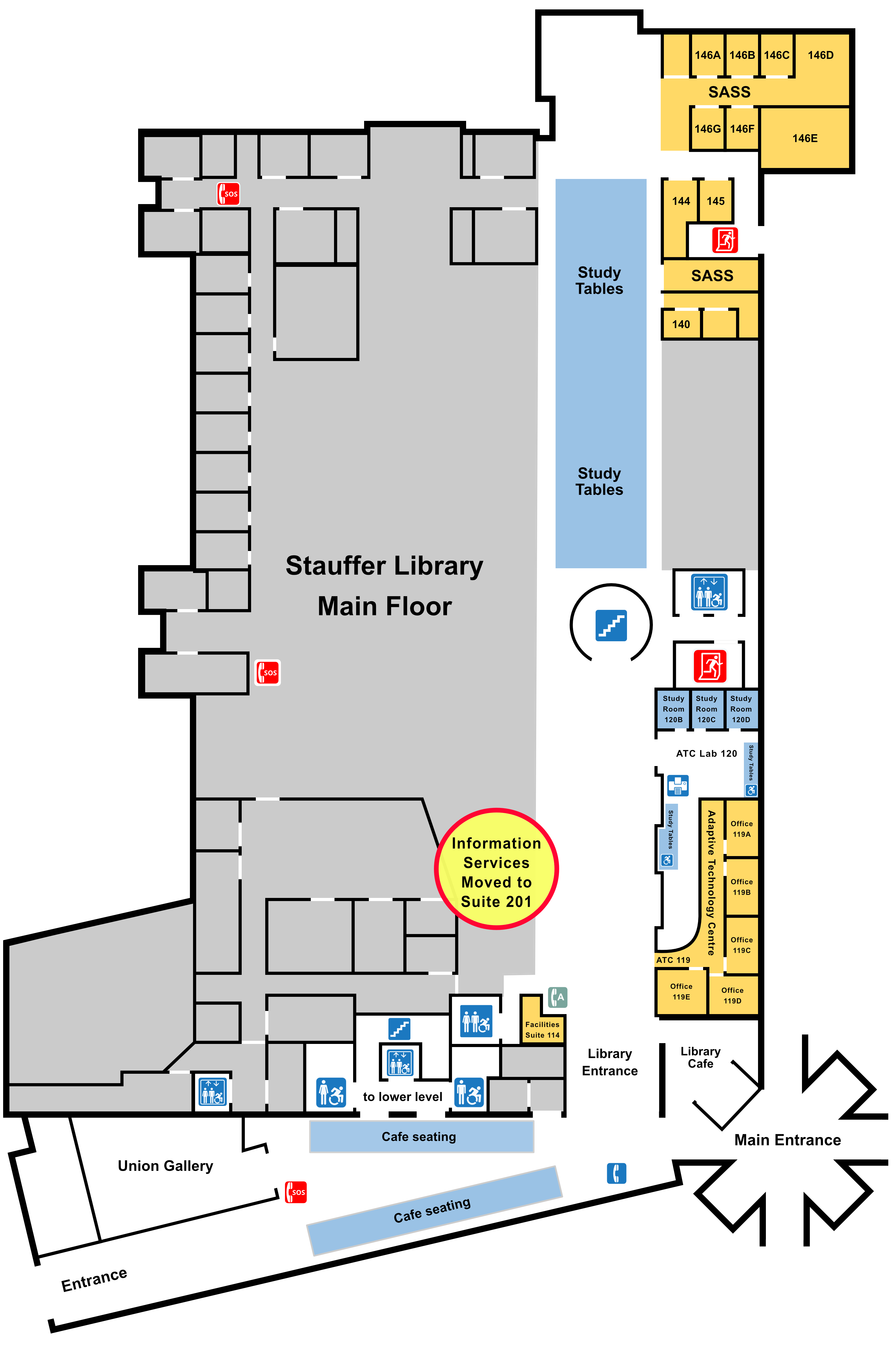 Stauffer library ground floor plan