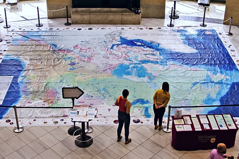 Giant floor map at McMaster Carto conference