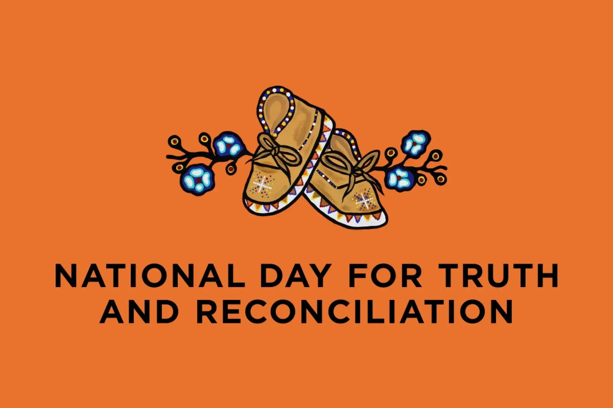 Artwork of moccasins by Jaylene Cardinal with the text "National Day for Truth and Reconciliation"