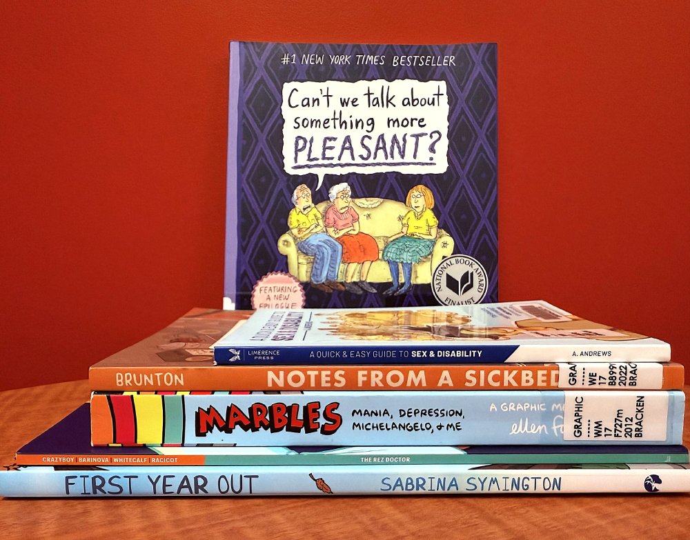 A stack of graphic novels