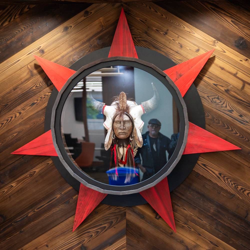 Sundance Medicine with David's reflection in the glass