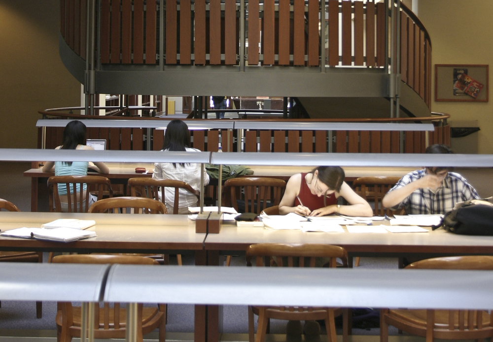 students studying in stauffer library