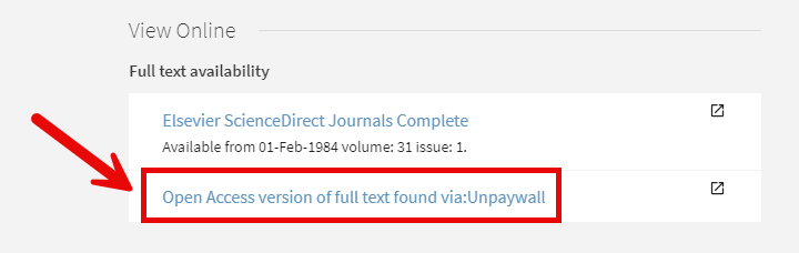 Open Access link to full text of a resource