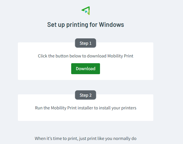 Papercut download screen