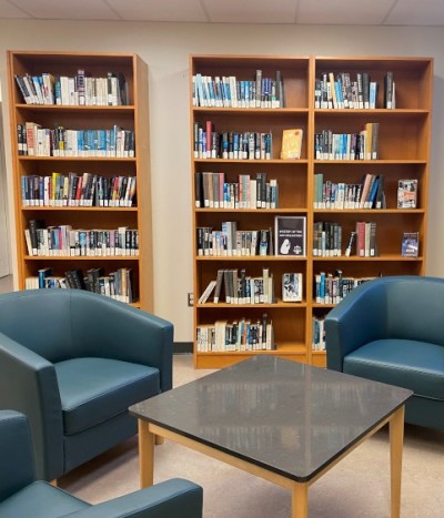 Interior view of the Myster of the Law Reading Nook at the Law library