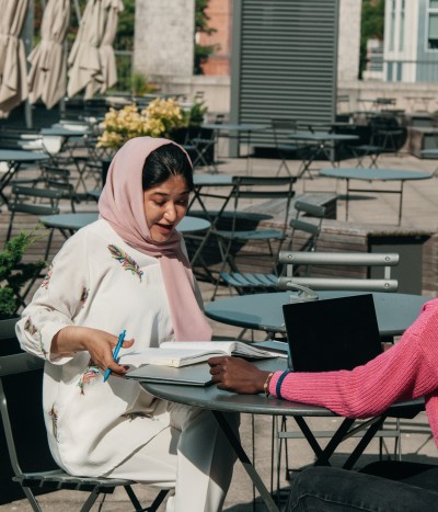 students on terrace