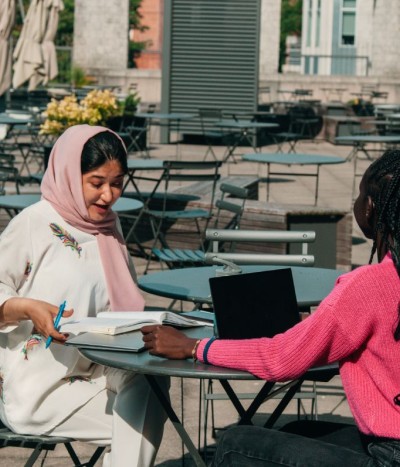 students on terrace