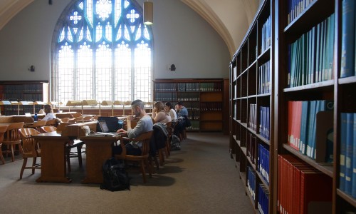 Students studying the the library