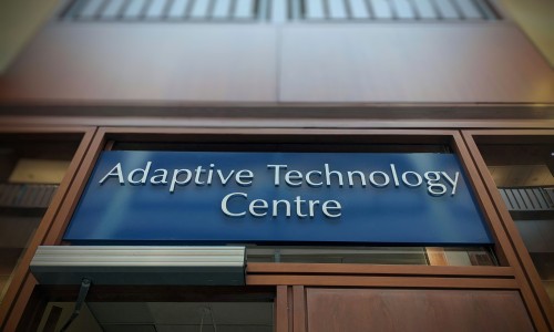 sign above the Adaptive Technology Centre in Stauffer Library