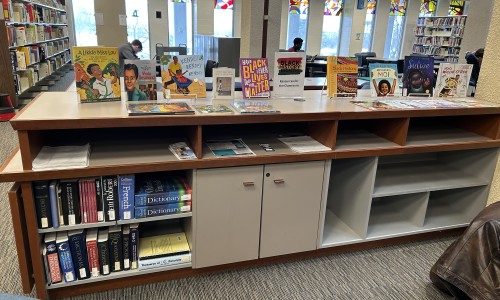 The book display at the Education Library