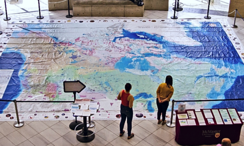 Giant floor map at McMaster Carto conference