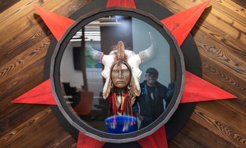 Sundance Medicine with David's reflection in the glass