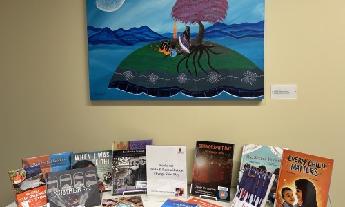 A book display in the Education Library